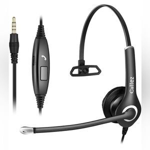 NWT Callez Call Center Headset A800 Black 3.5 Call Control Microphone